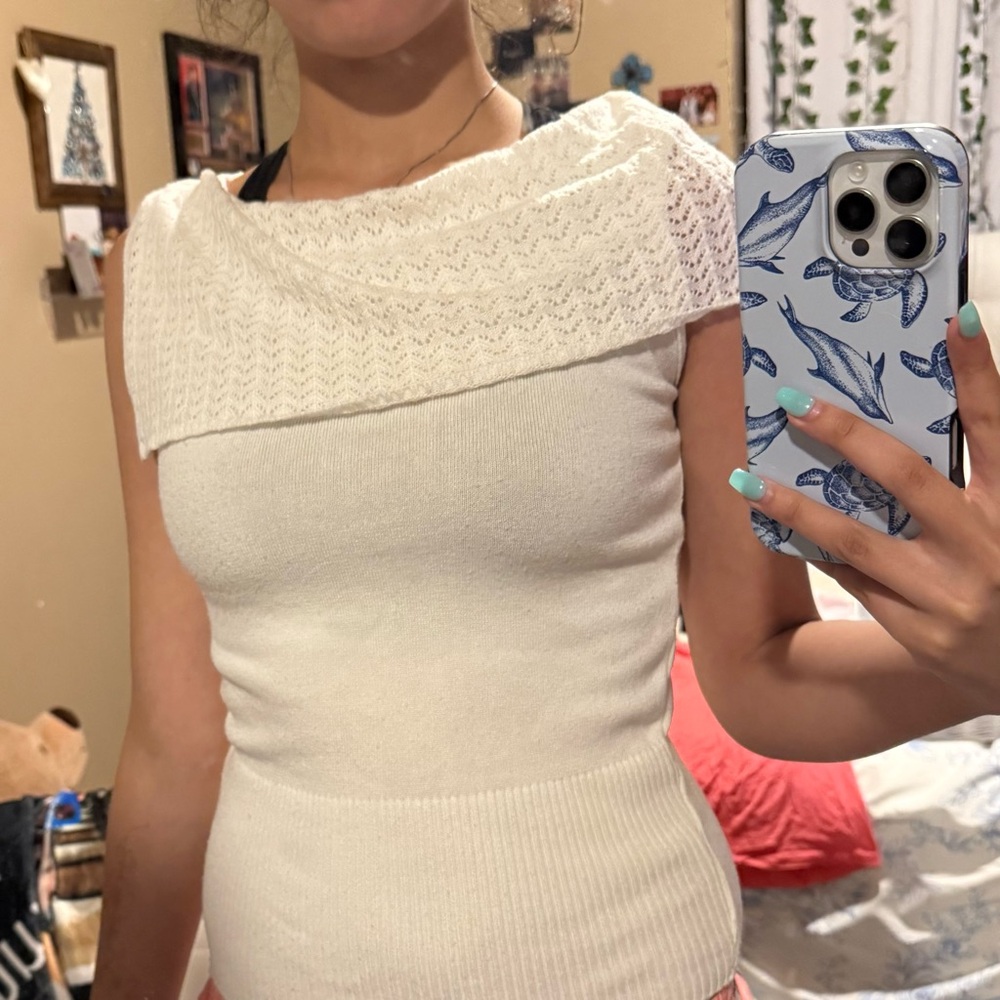 A. Byer Off-Shoulder White Sweater
